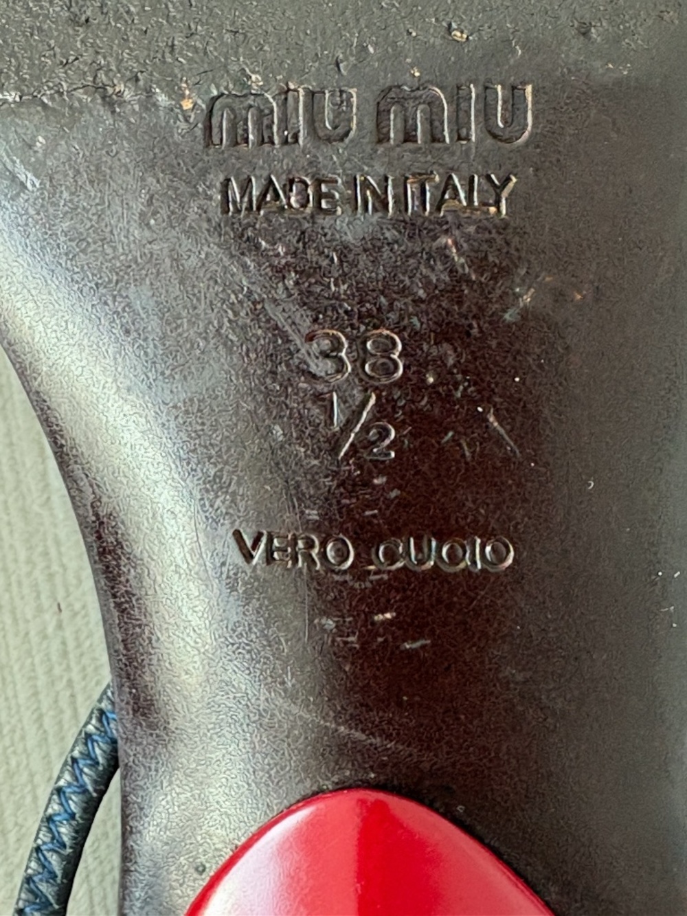 Vintage Miu Miu Navy Red Leather Slingback Heels 38.5 - Picture 7 of 8